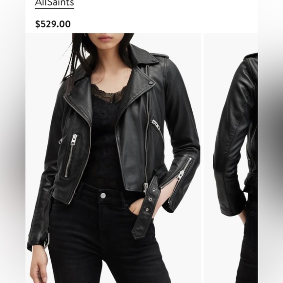 All saints leather jacket US size 4 - Picture 7 of 8